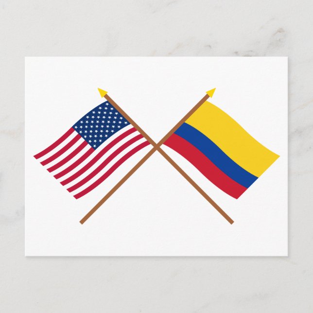 US and Colombia Crossed Flags Postcard (Front)
