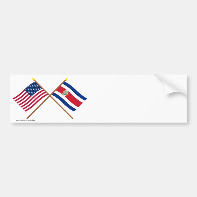 US and Costa Rica Crossed Flags Bumper Sticker (Front)