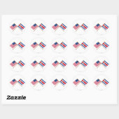 US and Costa Rica Crossed Flags Classic Round Sticker (Sheet)
