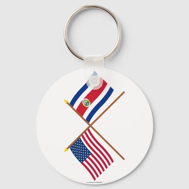 US and Costa Rica Crossed Flags Keychain (Front)