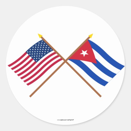 US and Cuba Crossed Flags Classic Round Sticker