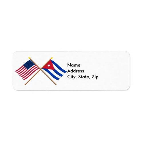 US and Cuba Crossed Flags Label