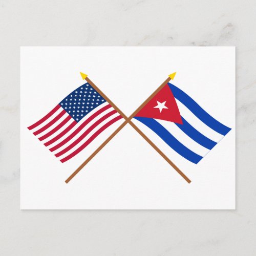 US and Cuba Crossed Flags Postcard