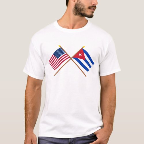 US and Cuba Crossed Flags T_Shirt