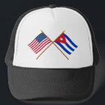 US and Cuba Crossed Flags Trucker Hat<br><div class="desc">The gently waving flags of the United States and your "other" favorite place on crossed poles are an excellent way to display your affections or affiliations. Whether your current or ancestral home, someplace you have visited or would like to visit, or just because you like that flag, we have your...</div>