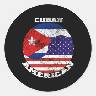 Us And Cuba Flag Half Cuban Half American Classic Round Sticker