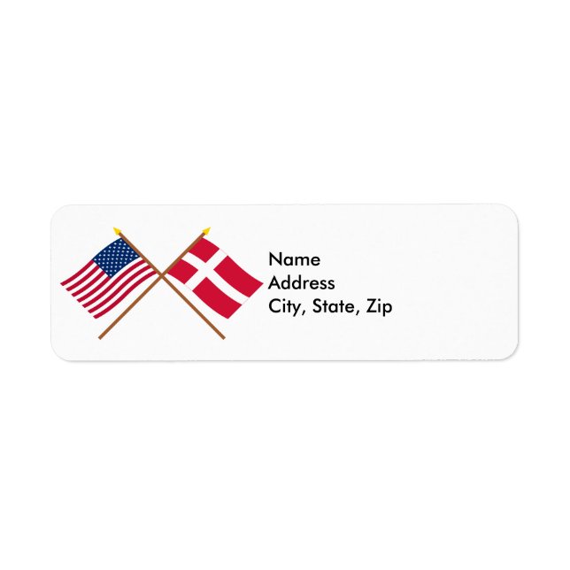 US and Denmark Crossed Flags Label (Front)