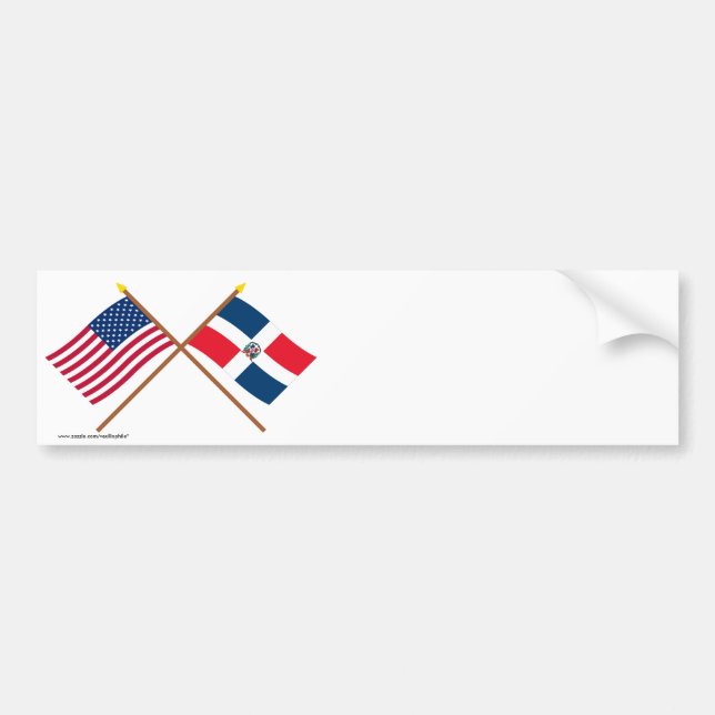US and Dominican Republic Crossed Flags Bumper Sticker (Front)