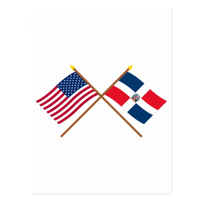 US and Dominican Republic Crossed Flags Post Card