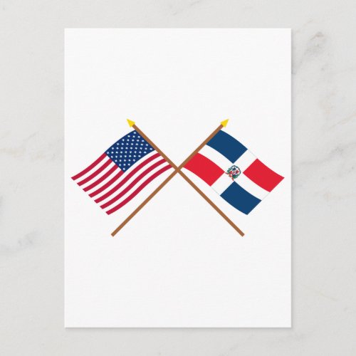 US and Dominican Republic Crossed Flags Postcard