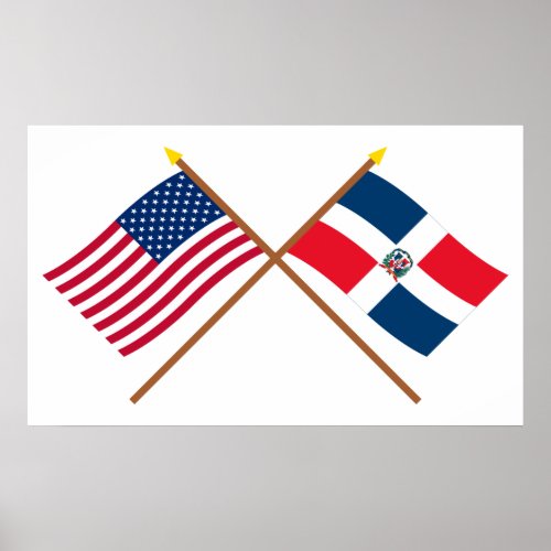 US and Dominican Republic Crossed Flags Poster