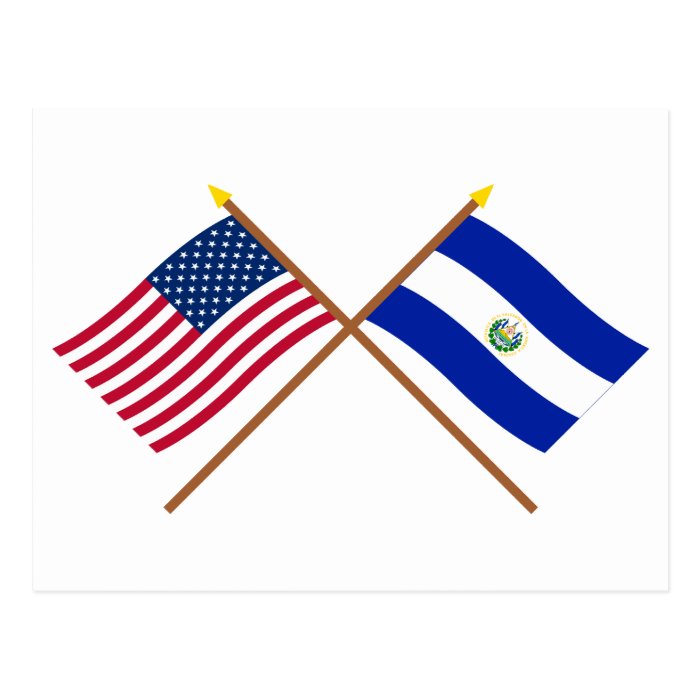 US and El Salvador Crossed Flags Post Cards