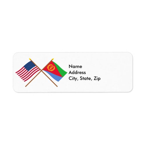 US and Eritrea Crossed Flags Label