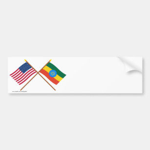 US and Ethiopia Crossed Flags Bumper Sticker