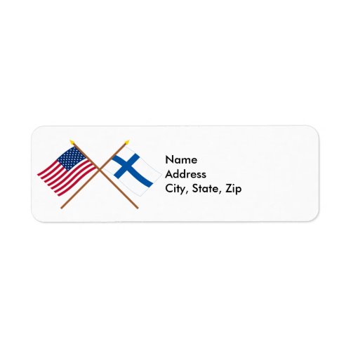 US and Finland Crossed Flags Label