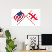 US and Georgia Republic Crossed Flags Poster (Home Office)