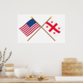 US and Georgia Republic Crossed Flags Poster (Kitchen)