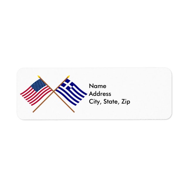 US and Greece Crossed Flags Label (Front)