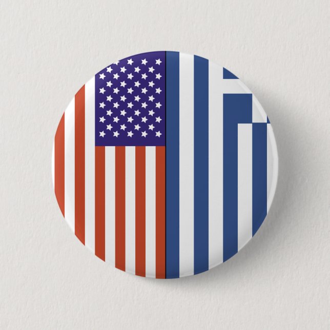 US and Greece Flags Pinback Button (Front)