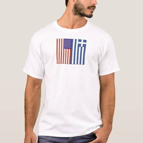 US and Greece Flags T_Shirt