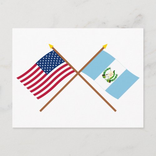 US and Guatemala Crossed Flags Postcard