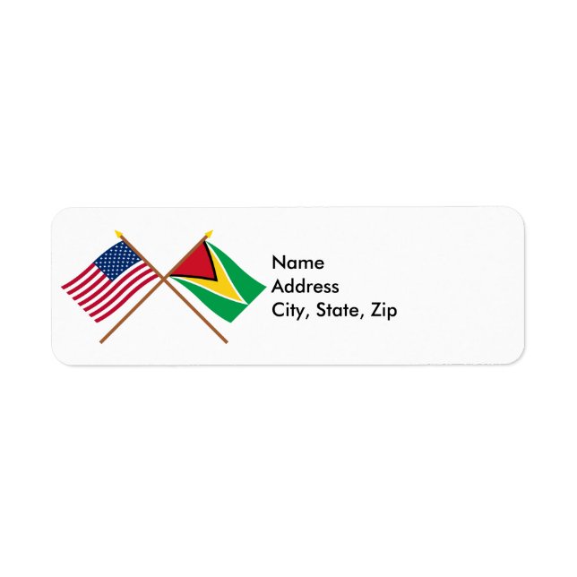 US and Guyana Crossed Flags Label (Front)