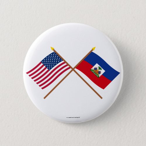 US and Haiti Crossed Flags Button