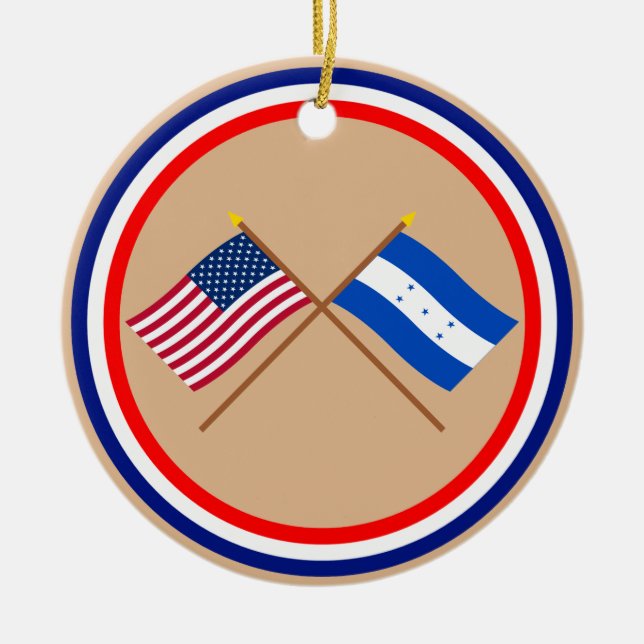 US and Honduras Crossed Flags Ceramic Ornament (Front)