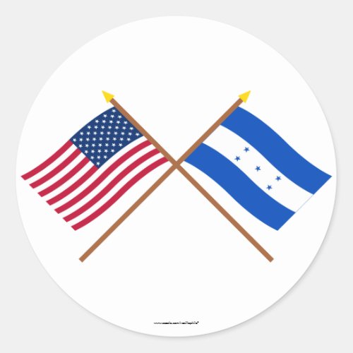 US and Honduras Crossed Flags Classic Round Sticker