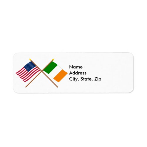 US and Ireland Crossed Flags Label