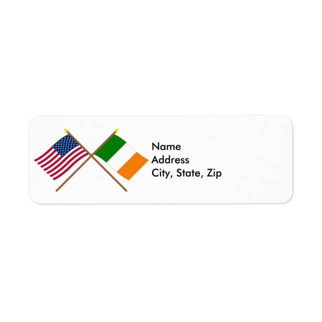 US and Ireland Crossed Flags Label (Front)