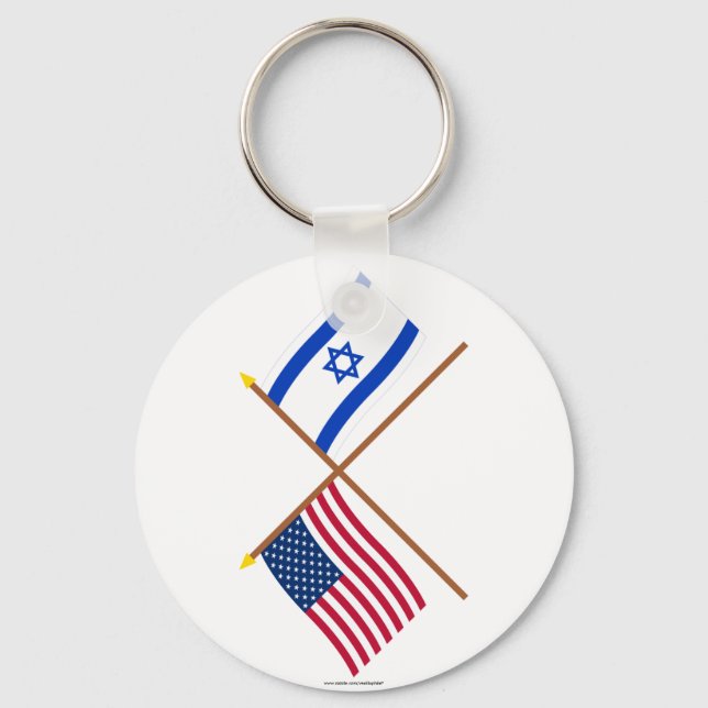US and Israel Crossed Flags Keychain (Front)