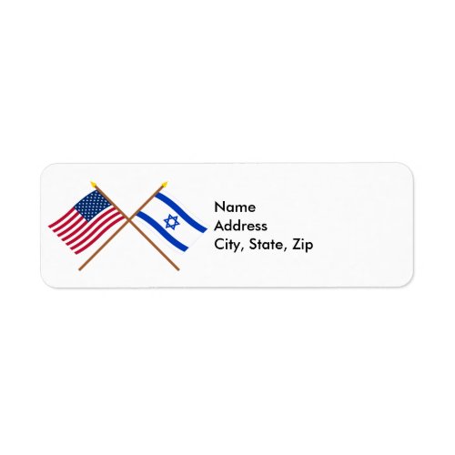 US and Israel Crossed Flags Label