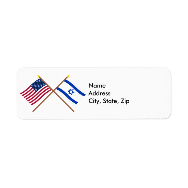 US and Israel Crossed Flags Label (Front)