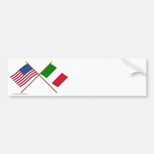 US and Italy Crossed Flags Bumper Sticker