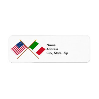US and Italy Crossed Flags Label