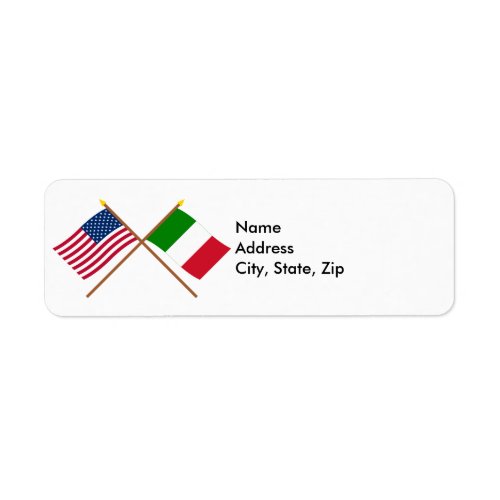 US and Italy Crossed Flags Label