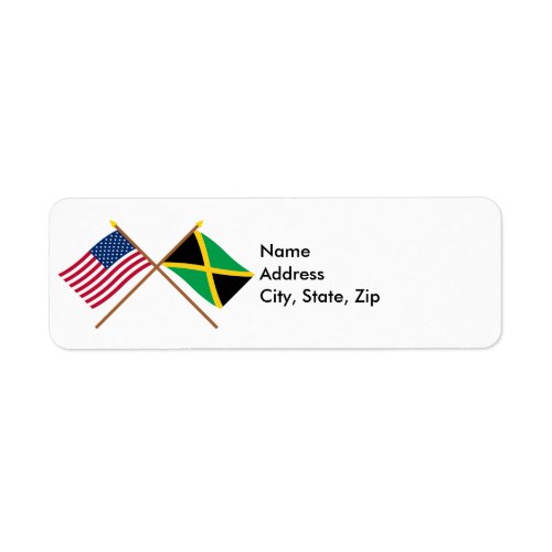US and Jamaica Crossed Flags Label