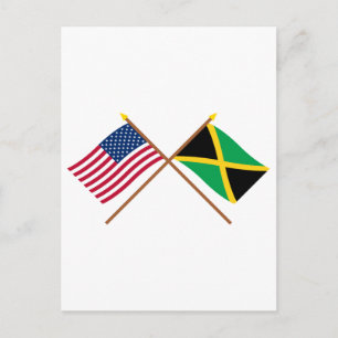 US and Jamaica Crossed Flags Postcard