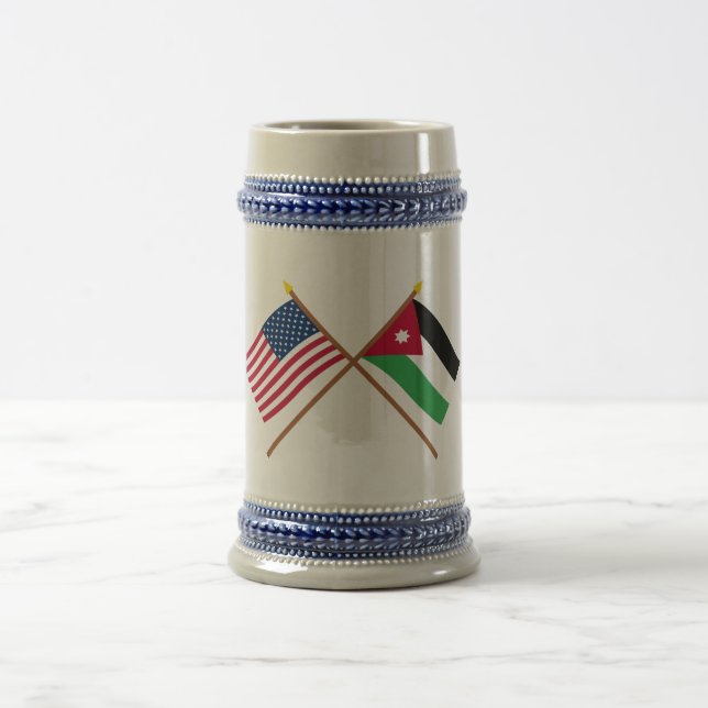 US and Jordan Crossed Flags Beer Stein (Center)