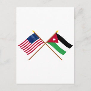 US and Jordan Crossed Flags Postcard