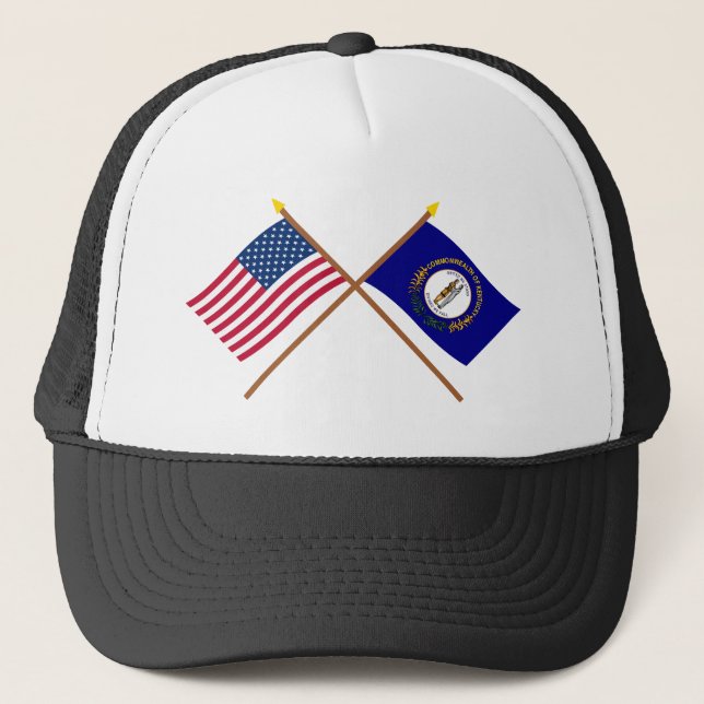 US and Kentucky Crossed Flags Trucker Hat (Front)