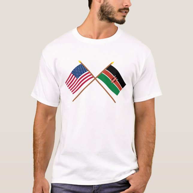 US and Kenya Crossed Flags T-Shirt (Front)