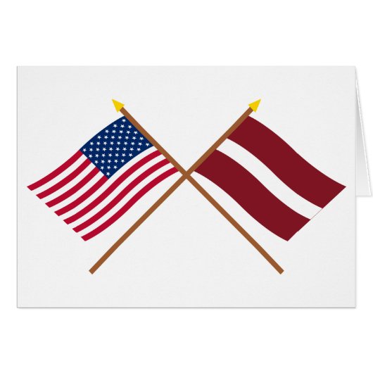 US and Latvia Crossed Flags Cards (Front Horizontal)