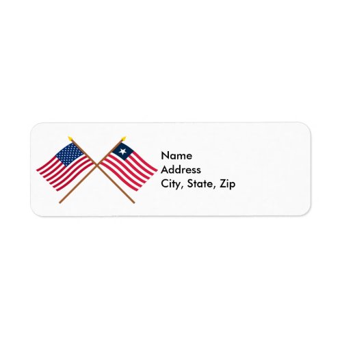 US and Liberia Crossed Flags Label