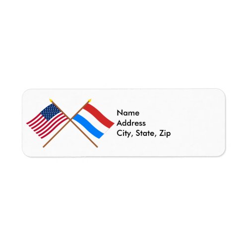 US and Luxembourg Crossed Flags Label