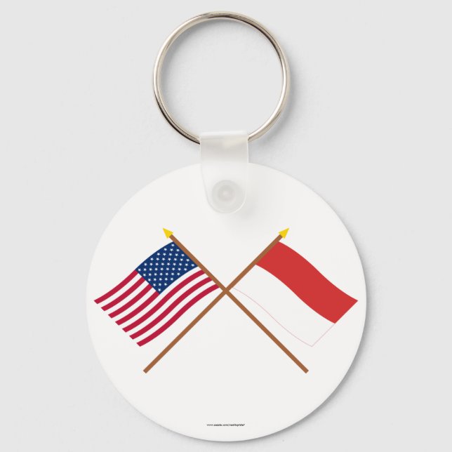US and Monaco Crossed Flags Keychain (Front)
