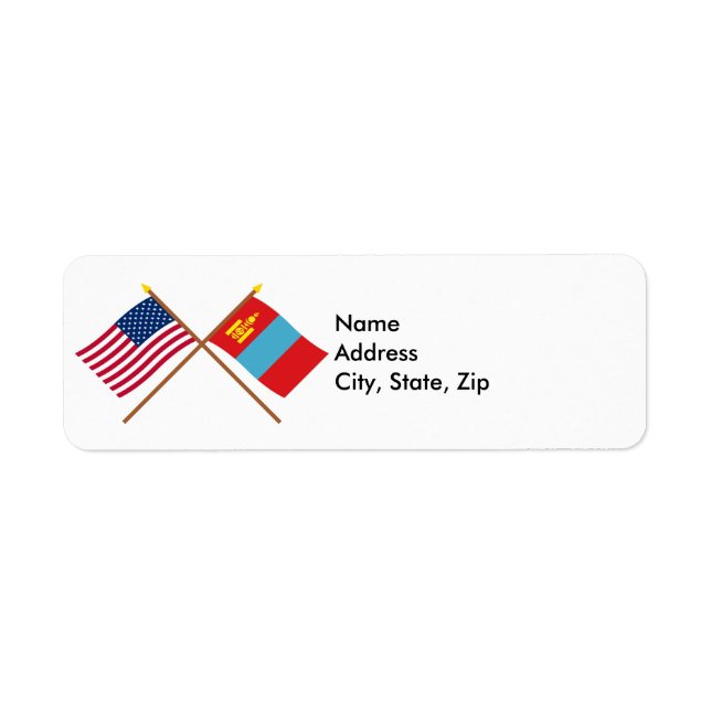 US and Mongolia Crossed Flags Label (Front)