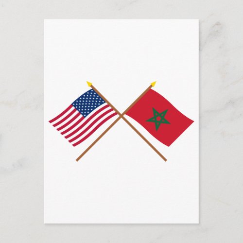 US and Morocco Crossed Flags Postcard