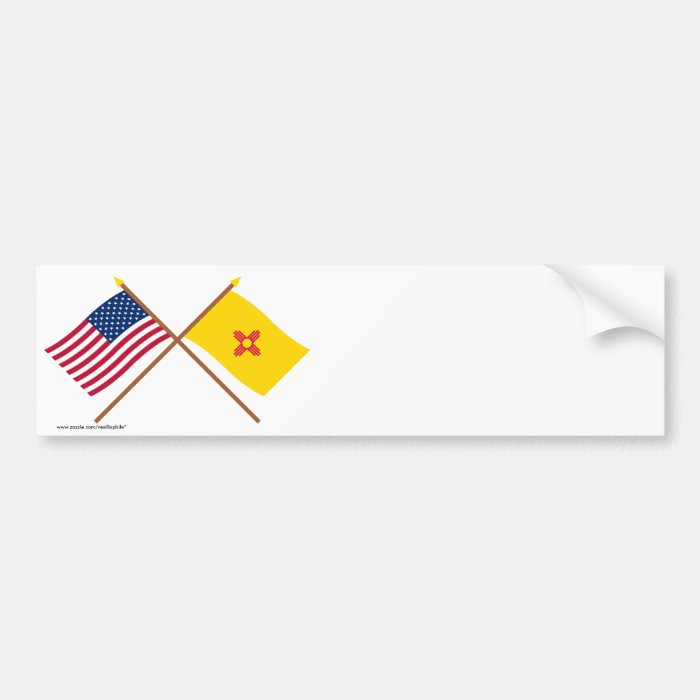 US and New Mexico Crossed Flags Bumper Stickers
